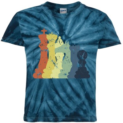 Retro Chess Player Shirt Gift Vintage Chess Pieces Kids Tie-Dye T-Shirt