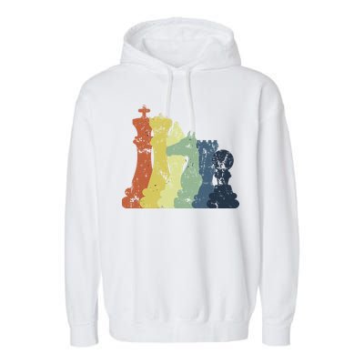 Retro Chess Player Shirt Gift Vintage Chess Pieces Garment-Dyed Fleece Hoodie