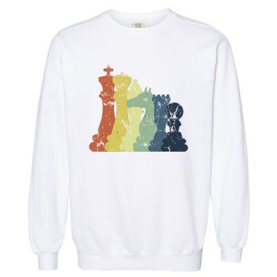 Retro Chess Player Shirt Gift Vintage Chess Pieces Garment-Dyed Sweatshirt