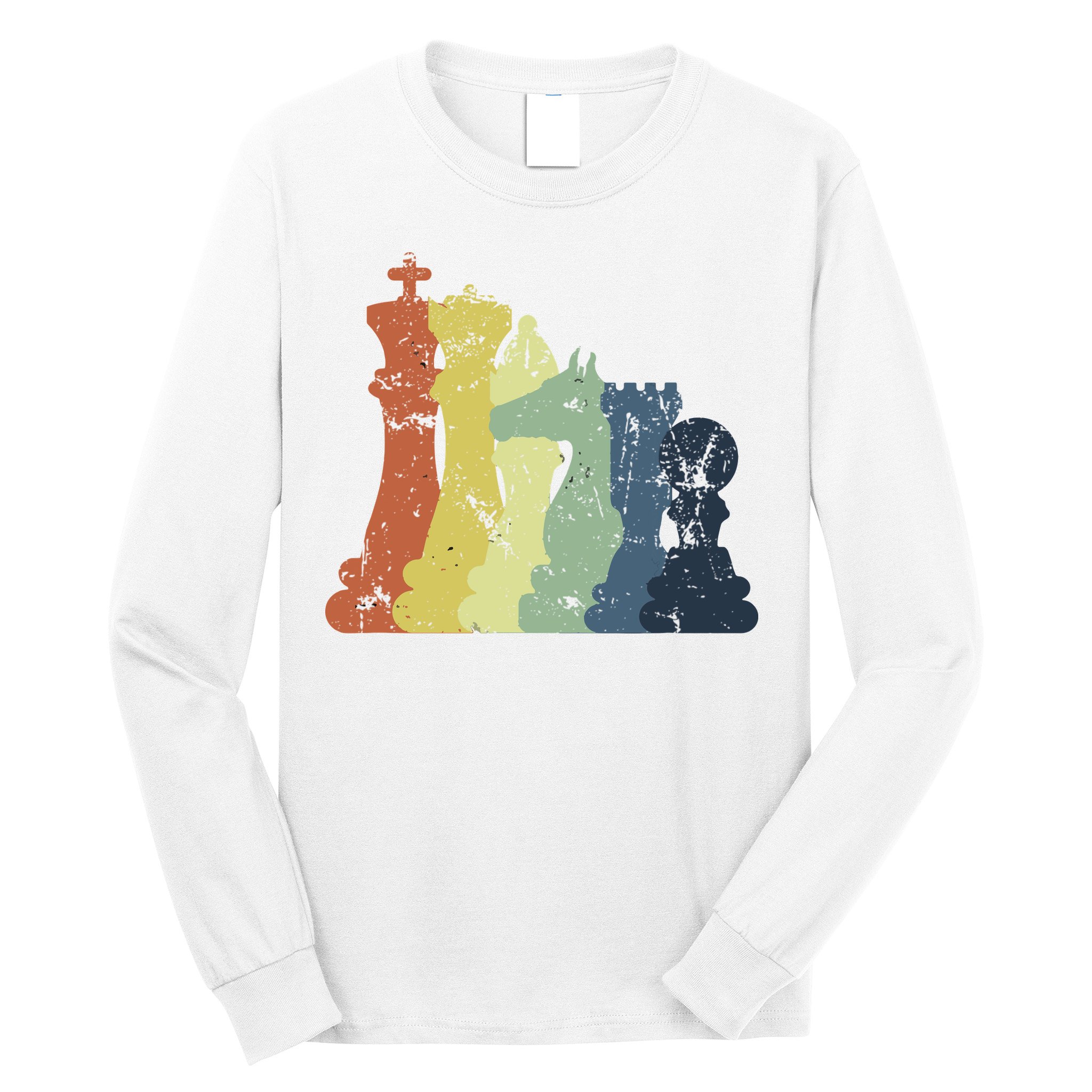 Retro Chess Player Shirt Gift Vintage Chess Pieces Long Sleeve Shirt