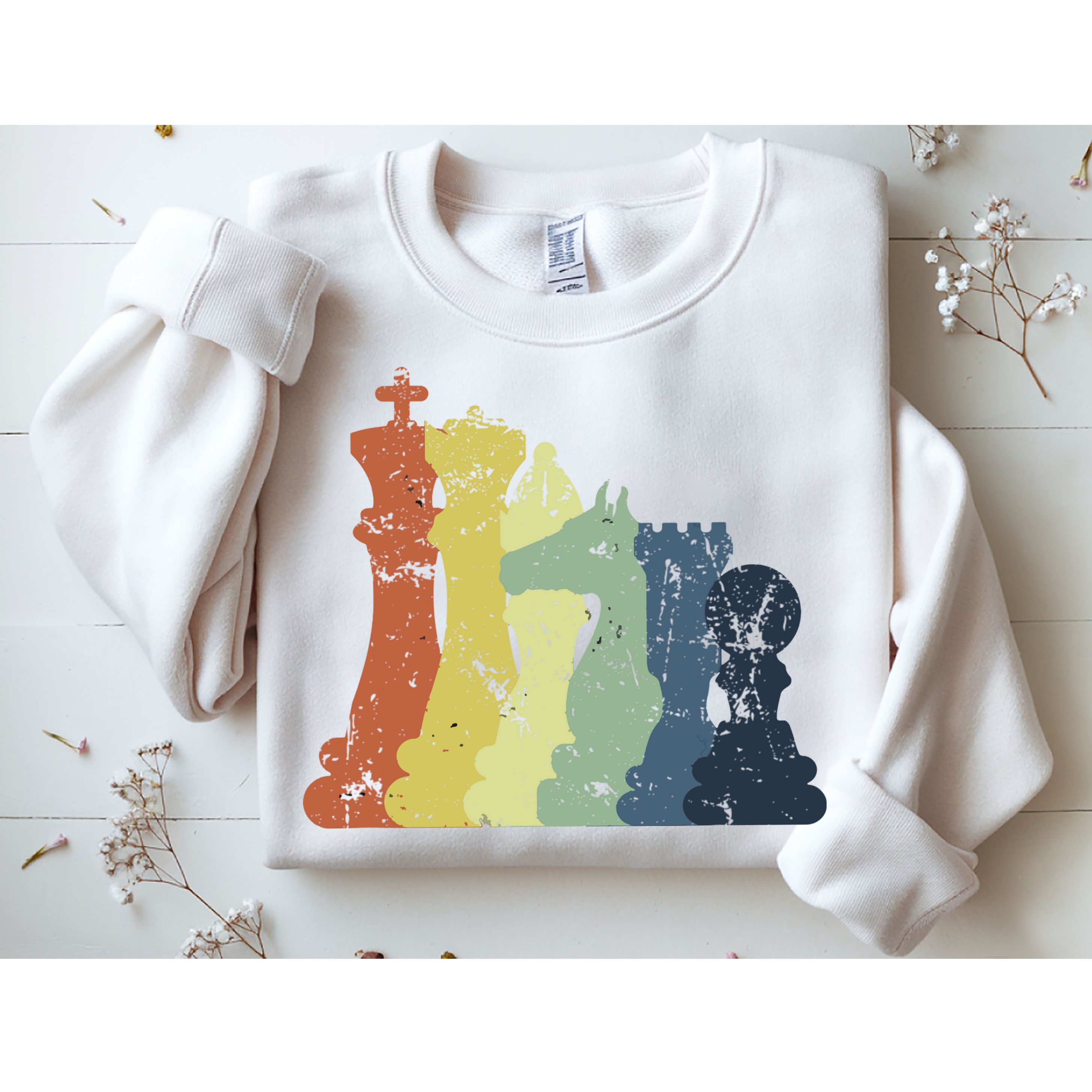 Retro Chess Player Shirt Gift Vintage Chess Pieces Sweatshirt