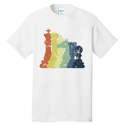 Retro Chess Player Shirt Gift Vintage Chess Pieces Tall T-Shirt