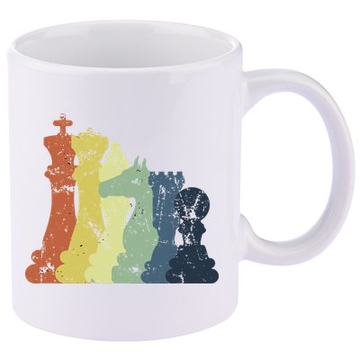 Retro Chess Player Shirt Gift Vintage Chess Pieces 11oz C Handle Ceramic Mug