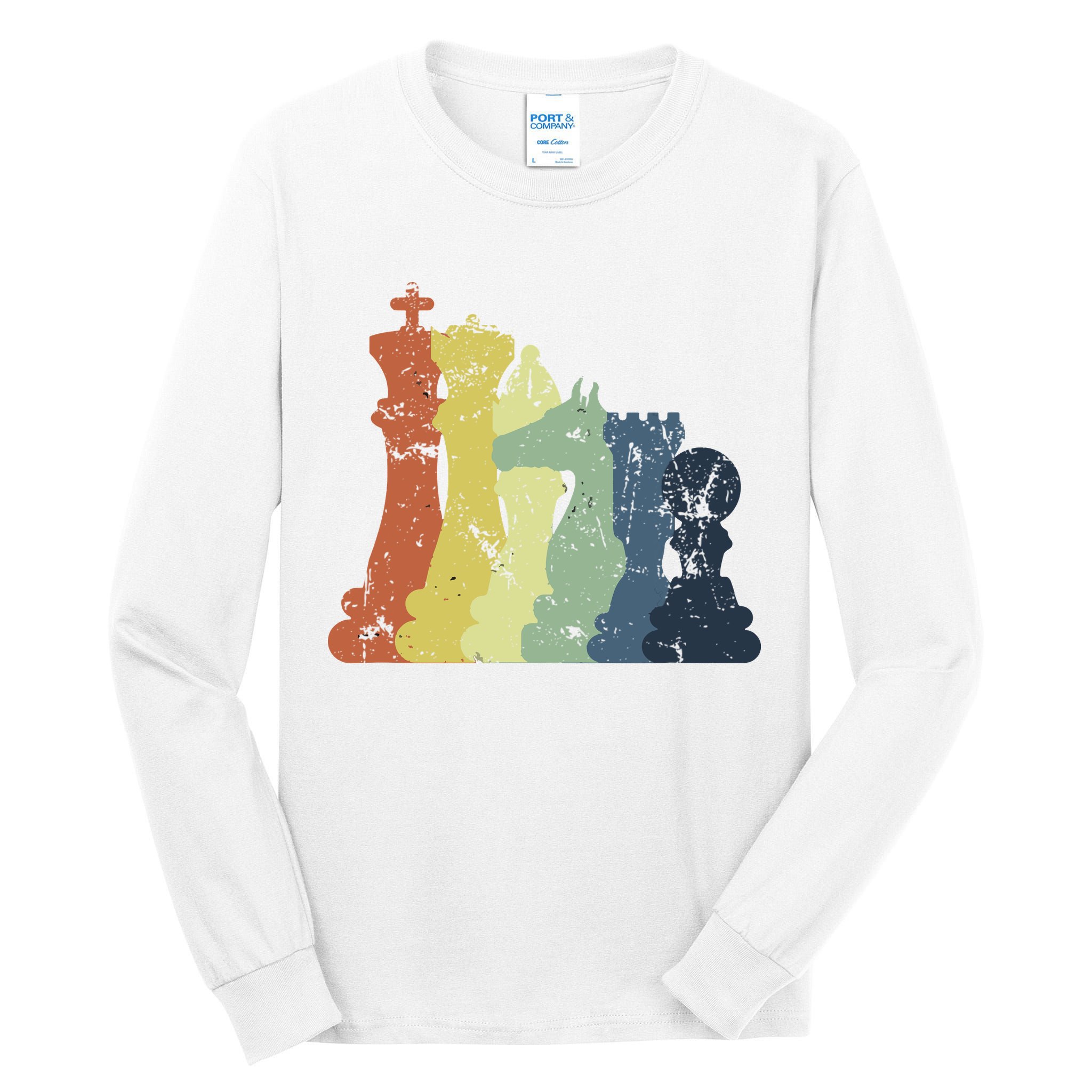 Retro Chess Player Shirt Gift Vintage Chess Pieces Tall Long Sleeve T-Shirt