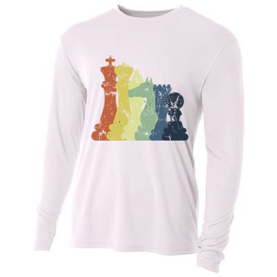 Retro Chess Player Shirt Gift Vintage Chess Pieces Cooling Performance Long Sleeve Crew