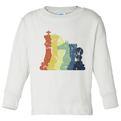 Retro Chess Player Shirt Gift Vintage Chess Pieces Toddler Long Sleeve Shirt