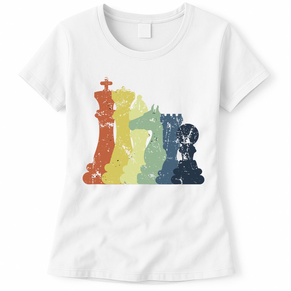 Retro Chess Player Shirt Gift Vintage Chess Pieces Womens T-Shirt