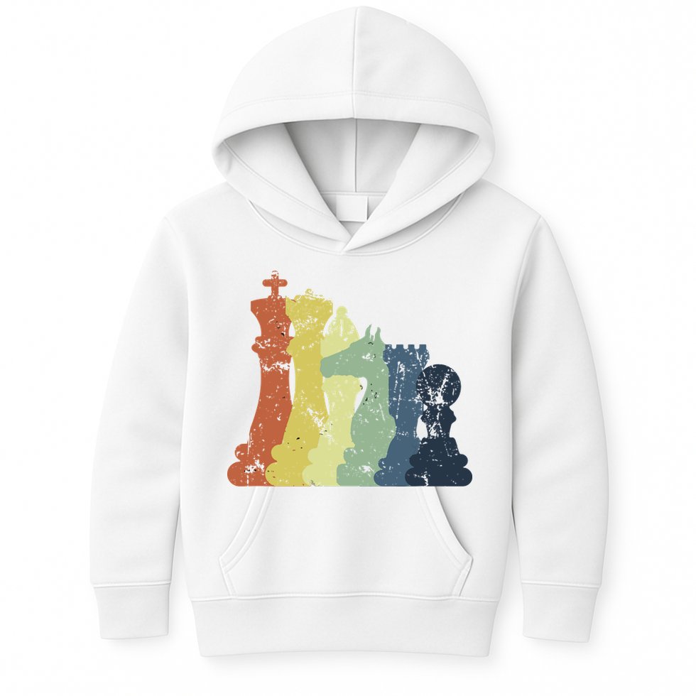 Retro Chess Player Shirt Gift Vintage Chess Pieces Kids Hoodie
