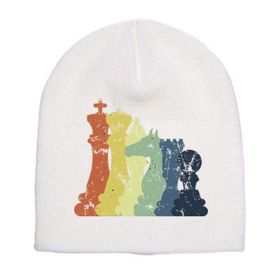 Retro Chess Player Shirt Gift Vintage Chess Pieces Short Acrylic Beanie