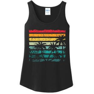 Retro Coconut Palm Trees Beach Exotic Tropical Summer Ladies Essential Tank