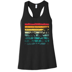 Retro Coconut Palm Trees Beach Exotic Tropical Summer Women's Racerback Tank