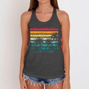 Retro Coconut Palm Trees Beach Exotic Tropical Summer Women's Knotted Racerback Tank