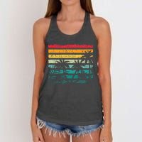 Retro Coconut Palm Trees Beach Exotic Tropical Summer Women's Knotted Racerback Tank