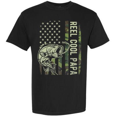 Reel Cool Papa Camouflage American Flag Fathers Day Garment-Dyed Heavyweight T-Shirt