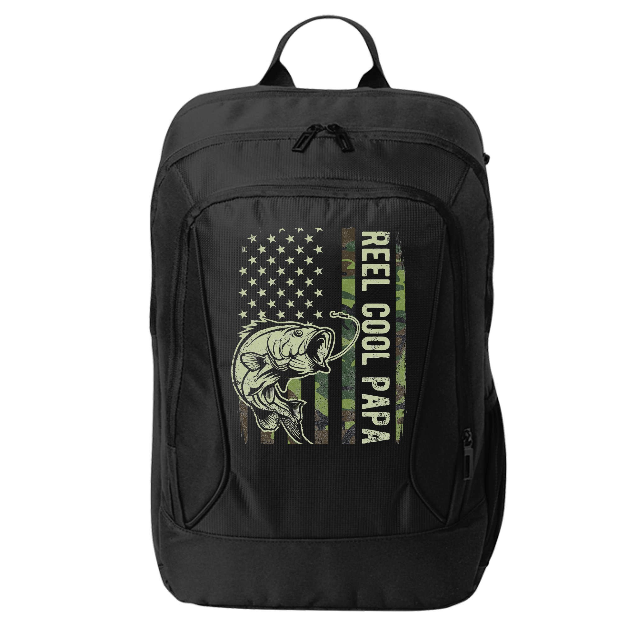 Reel Cool Papa Camouflage American Flag Fathers Day City Backpack