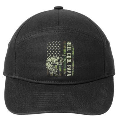 Reel Cool Papa Camouflage American Flag Fathers Day 7-Panel Snapback Hat