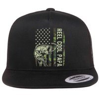 Reel Cool Papa Camouflage American Flag Fathers Day Flatbill Hat