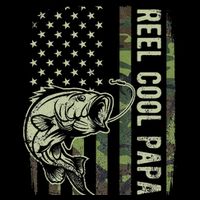 Reel Cool Papa Camouflage American Flag Fathers Day Flatbill Hat