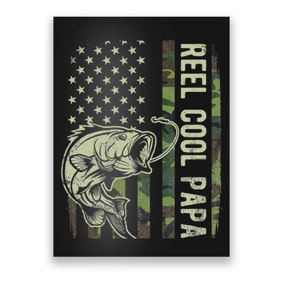 Reel Cool Papa Camouflage American Flag Fathers Day Poster
