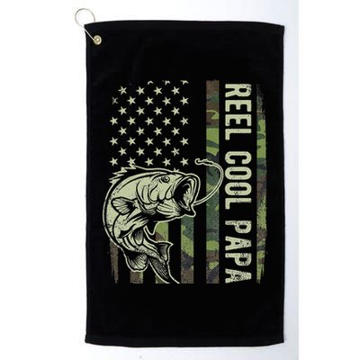 Reel Cool Papa Camouflage American Flag Fathers Day Golf Towel