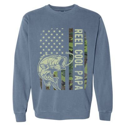 Reel Cool Papa Camouflage American Flag Fathers Day Garment-Dyed Sweatshirt