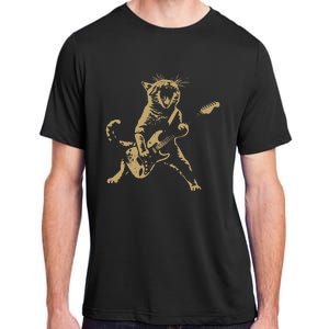 Rock Cat Playing Guitar Cat Adult ChromaSoft Performance T-Shirt