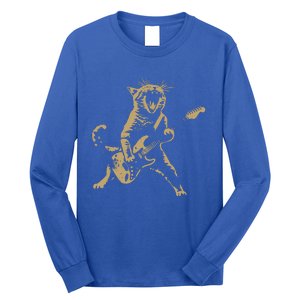 Rock Cat Playing Guitar Cat Long Sleeve Shirt