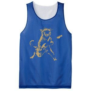 Rock Cat Playing Guitar Cat Mesh Reversible Basketball Jersey Tank