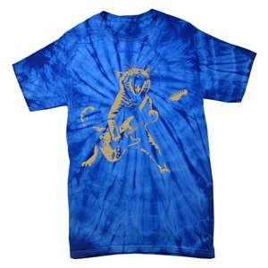 Rock Cat Playing Guitar Cat Tie-Dye T-Shirt