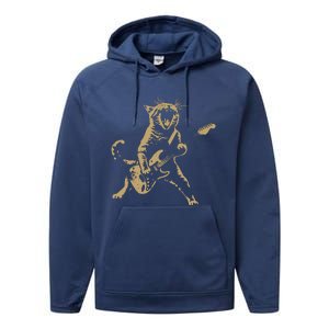 Rock Cat Playing Guitar Cat Performance Fleece Hoodie