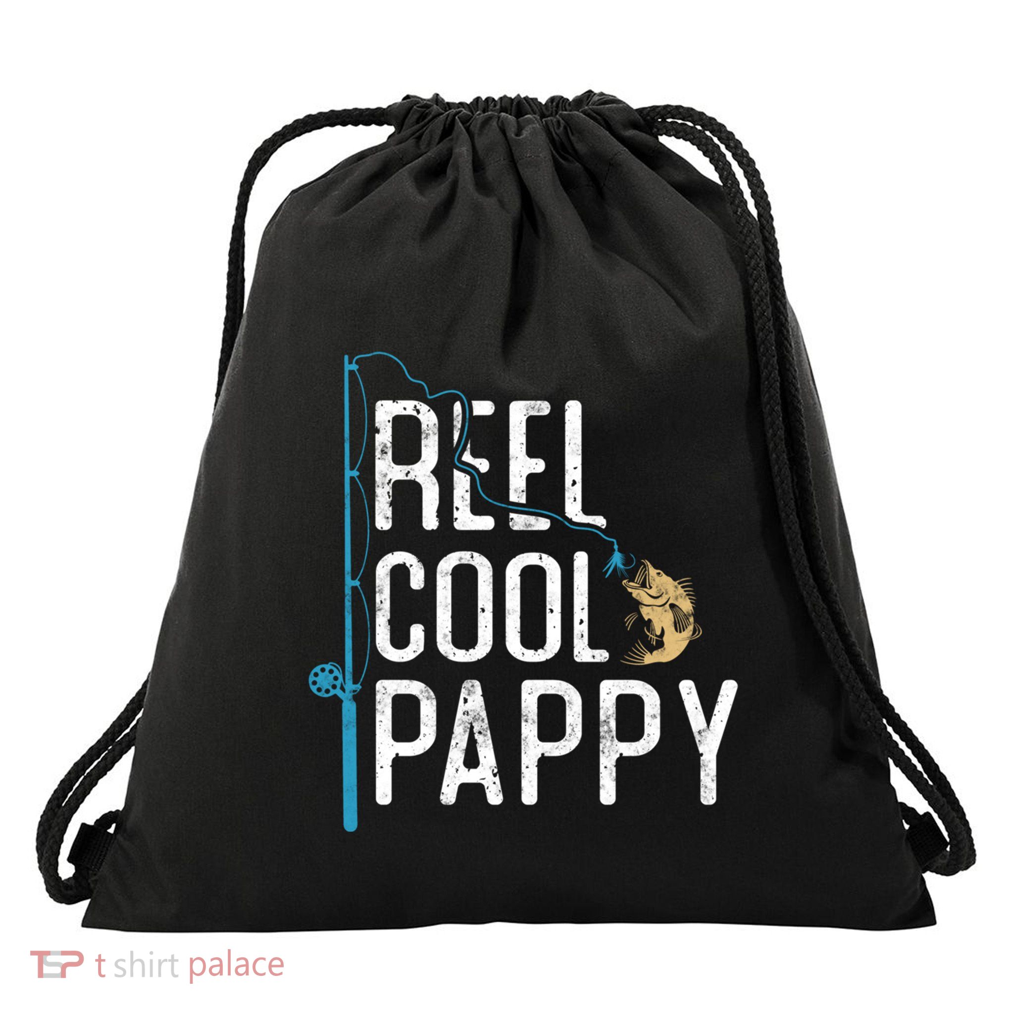 Reel Cool Pappy Vintage Funny Fishing Rod Funny Gift For Pappy Cool Gift Drawstring Bag