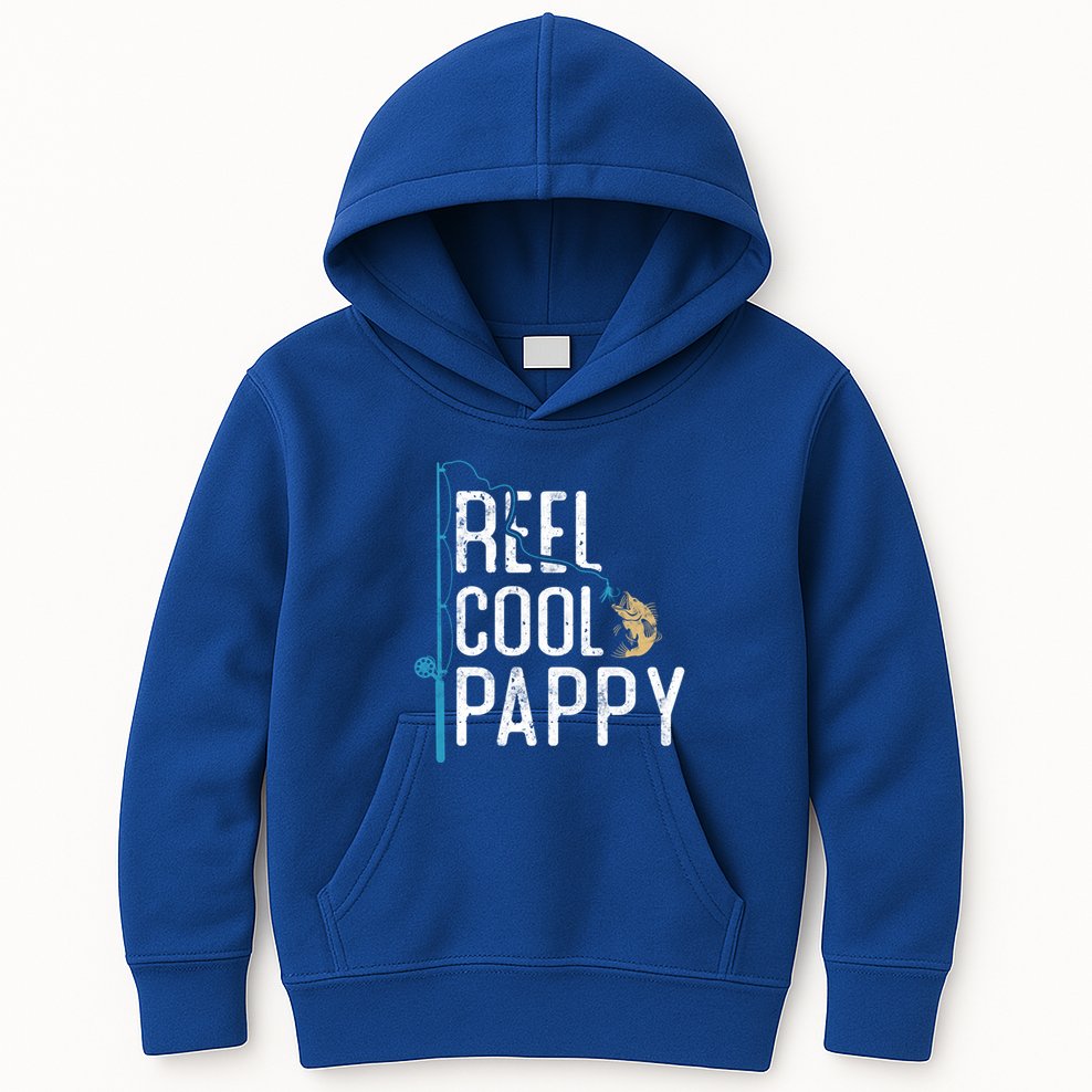 Reel Cool Pappy Vintage Funny Fishing Rod Funny Gift For Pappy Cool Gift Kids Hoodie