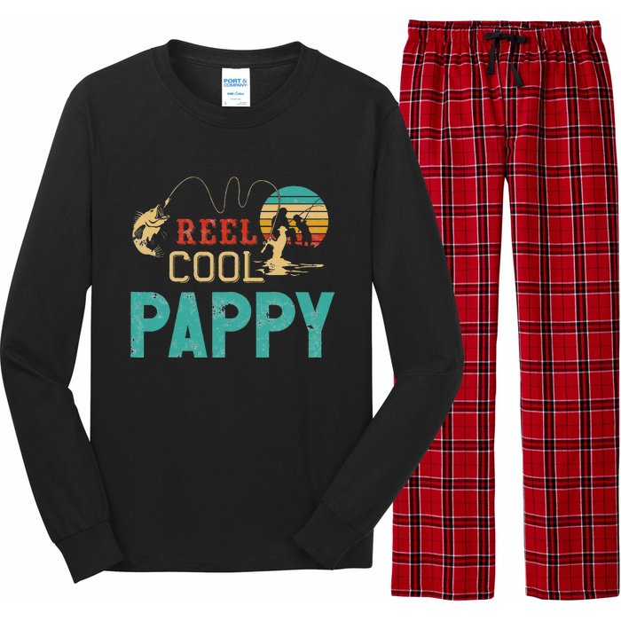 Reel Cool Pappy Vintage Funny Fishing Rod Gifts For Pappy Long Sleeve Pajama Set