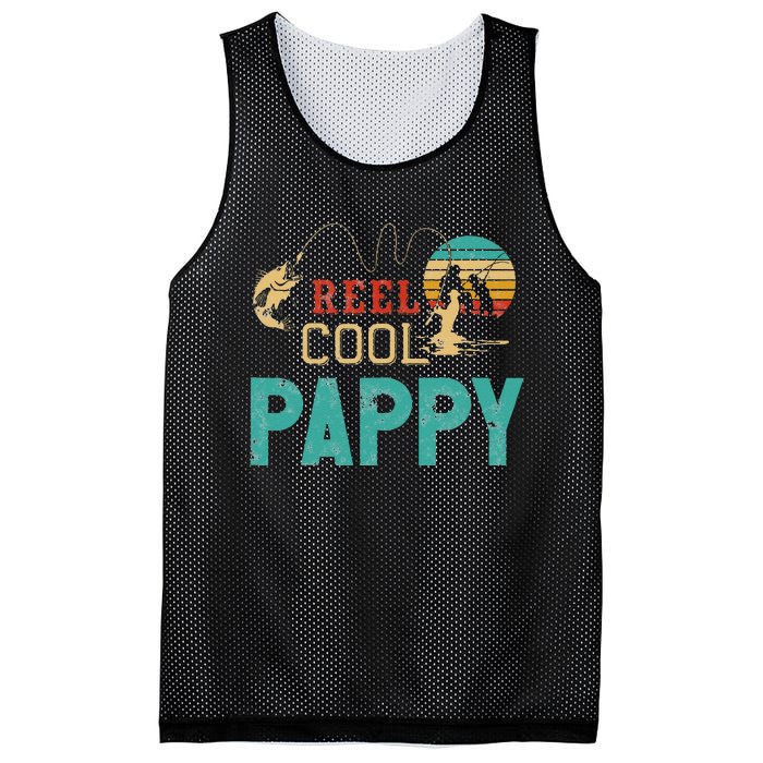 Reel Cool Pappy Vintage Funny Fishing Rod Gifts For Pappy Mesh Reversible Basketball Jersey Tank