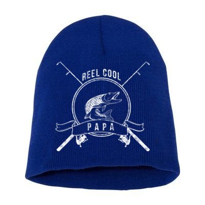 Reel Cool Papa Grandpa Fishing Gift Short Acrylic Beanie