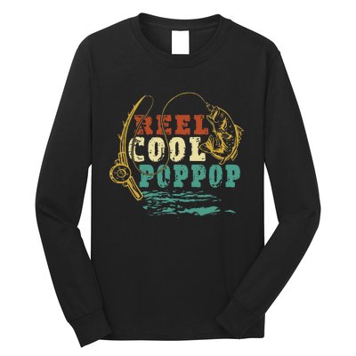 Reel Cool PopPop Vintage Fishing Funny Grandpa Fisherman Long Sleeve Shirt