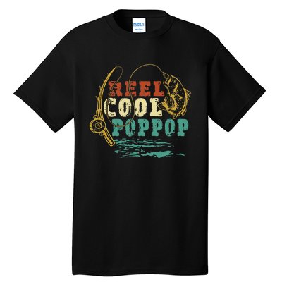 Reel Cool PopPop Vintage Fishing Funny Grandpa Fisherman Tall T-Shirt