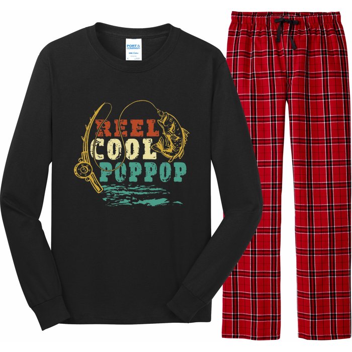 Reel Cool PopPop Vintage Fishing Funny Grandpa Fisherman Long Sleeve Pajama Set