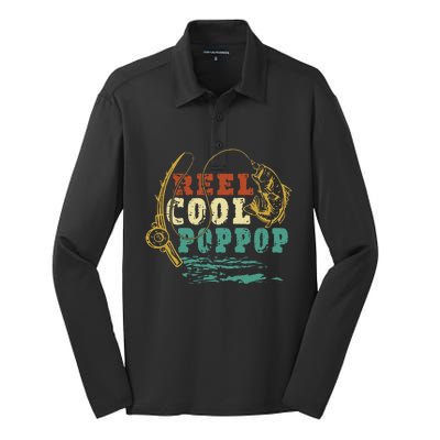 Reel Cool PopPop Vintage Fishing Funny Grandpa Fisherman Silk Touch Performance Long Sleeve Polo