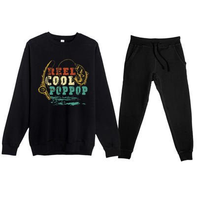 Reel Cool PopPop Vintage Fishing Funny Grandpa Fisherman Premium Crewneck Sweatsuit Set