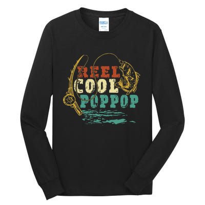 Reel Cool PopPop Vintage Fishing Funny Grandpa Fisherman Tall Long Sleeve T-Shirt