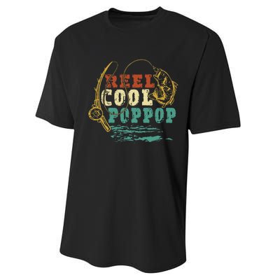 Reel Cool PopPop Vintage Fishing Funny Grandpa Fisherman Performance Sprint T-Shirt