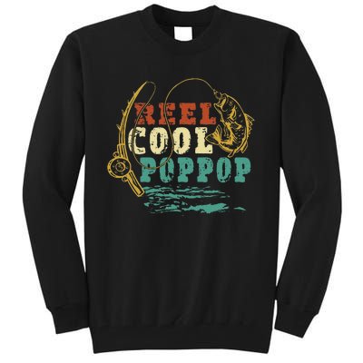 Reel Cool PopPop Vintage Fishing Funny Grandpa Fisherman Tall Sweatshirt