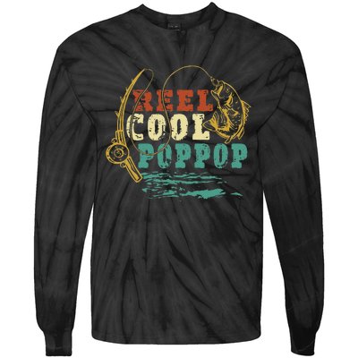 Reel Cool PopPop Vintage Fishing Funny Grandpa Fisherman Tie-Dye Long Sleeve Shirt