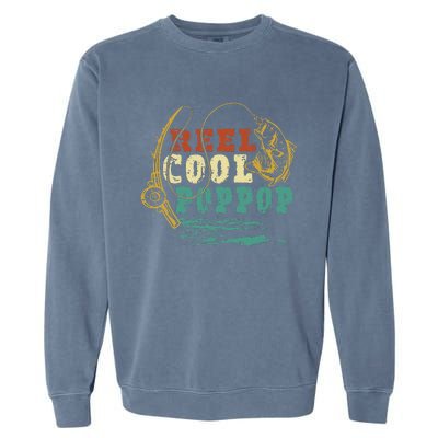 Reel Cool PopPop Vintage Fishing Funny Grandpa Fisherman Garment-Dyed Sweatshirt