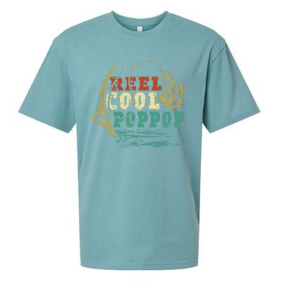 Reel Cool PopPop Vintage Fishing Funny Grandpa Fisherman Sueded Cloud Jersey T-Shirt