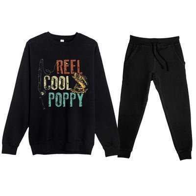 Reel Cool Poppy Fishing Grandpa Gift Fathers Day Fisherman Premium Crewneck Sweatsuit Set