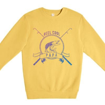 Reel Cool Papa Grandpa Fishing Gift Premium Crewneck Sweatshirt