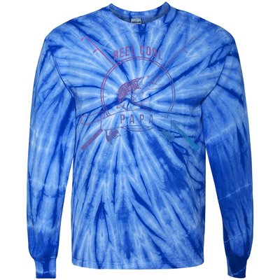 Reel Cool Papa Grandpa Fishing Gift Tie-Dye Long Sleeve Shirt