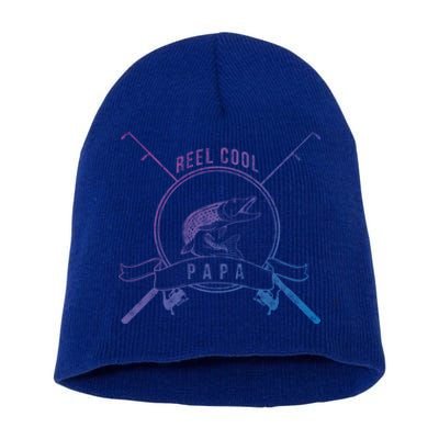 Reel Cool Papa Grandpa Fishing Gift Short Acrylic Beanie